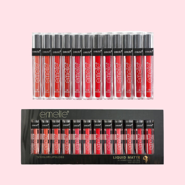 Emelie Liquid Matte 24 Hours Long Lasting Lip gloss Black Tray - The Body Essential