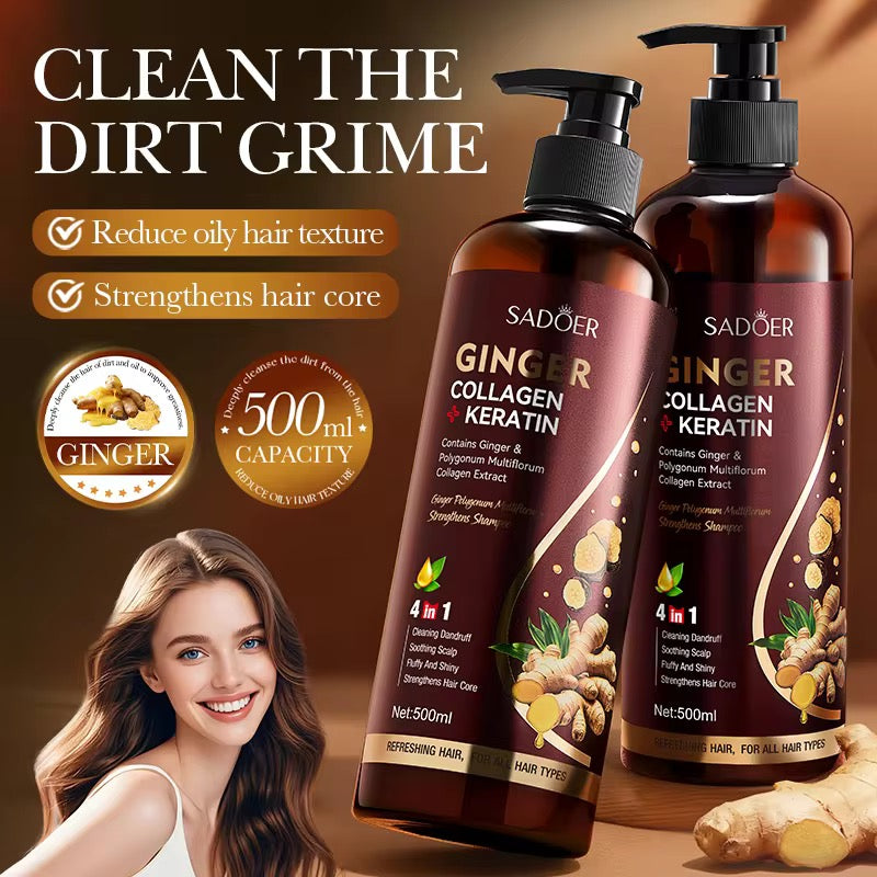 SADOER Ginger Collagen Keratin Shampoo – Strengthen, Repair & Shine Your Hair ( The Savings Spot Sale )