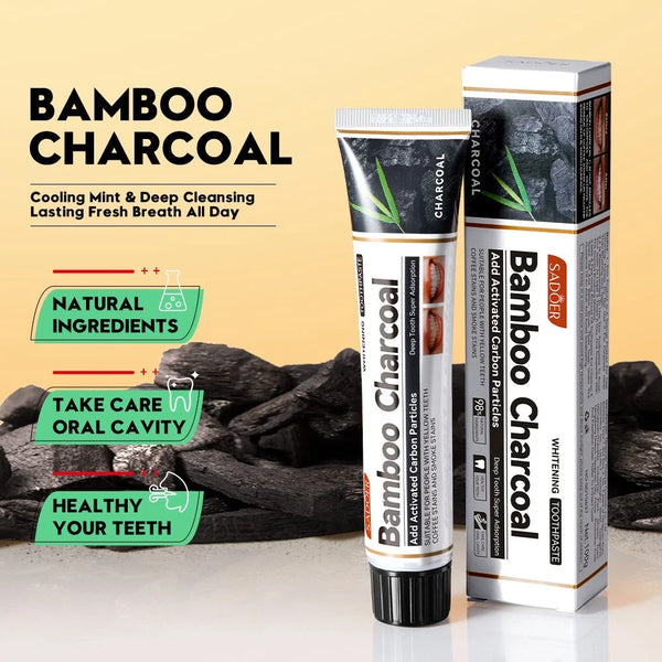 SADOER Bamboo Charcoal Whitening Toothpaste | Added Activated Carbon Particles