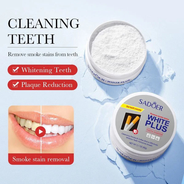 SADOER White Plus Tooth Powder | Removes Smoke Stains