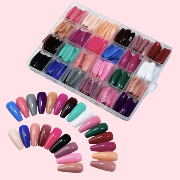 24 Colors Artificial Nails Pack – Long Lasting & Stylish False Nails - The Body Essential