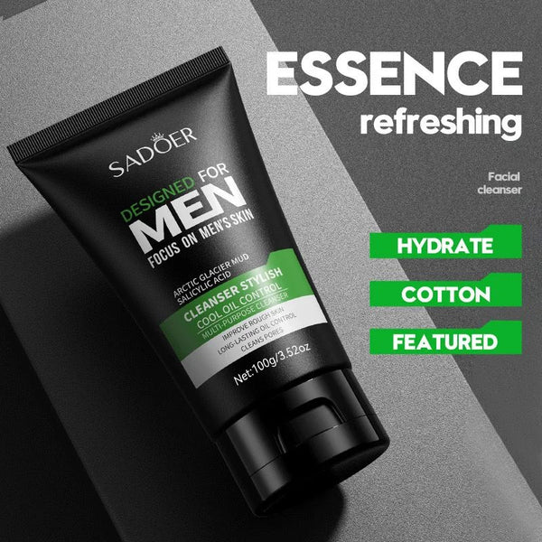 SADOER Arctic Glacier Mud Salicylic Acid Cleanser for Men – Deep Clean, Oil Control & Pore Purifying Formula ( The Savings Spot Sale )
