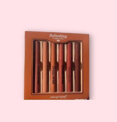 Heng Fang Matte Lip Crayon Set – 6 Long-Lasting Nude & Bold Shades - The Body Essential