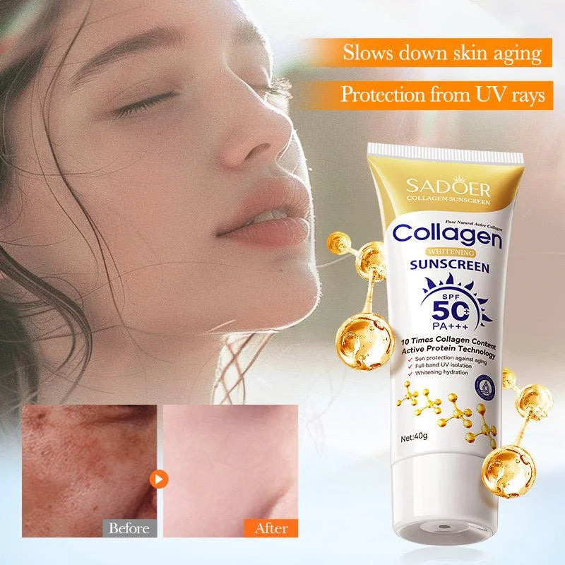 SADOER Collagen Whitening Sunscreen SPF 50+ PA+++ – Brightening &amp; Anti-Aging Sun Protection ( The Savings Spot Sale )
