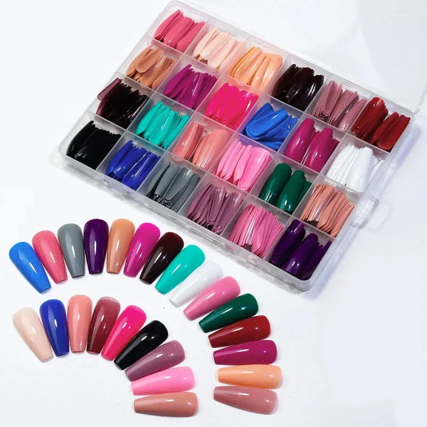 24 Colors Artificial Nails Pack – Long Lasting & Stylish False Nails