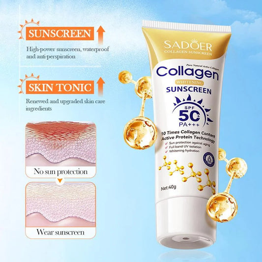 SADOER Collagen Whitening Sunscreen SPF 50+ PA+++ – Brightening &amp; Anti-Aging Sun Protection ( The Savings Spot Sale )