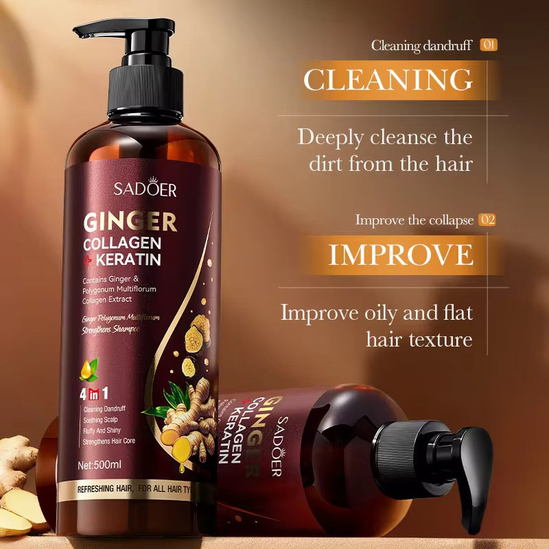 SADOER Ginger Collagen Keratin Shampoo – Strengthen, Repair & Shine Your Hair ( The Savings Spot Sale )