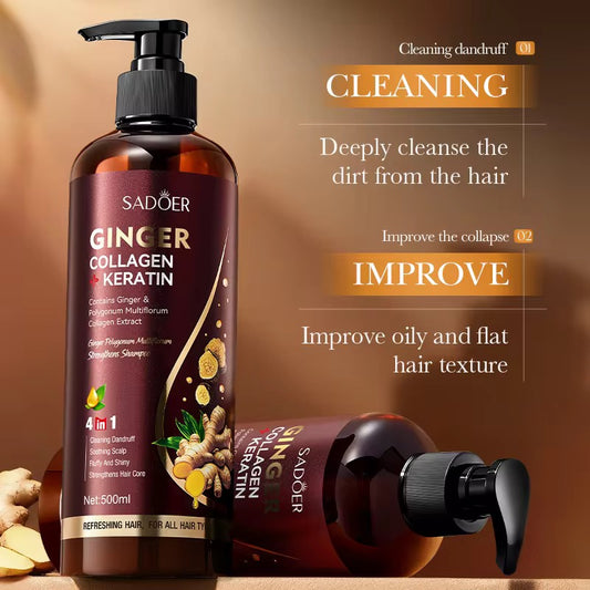 SADOER Ginger Collagen Keratin Shampoo – Strengthen, Repair & Shine Your Hair ( The Savings Spot Sale )