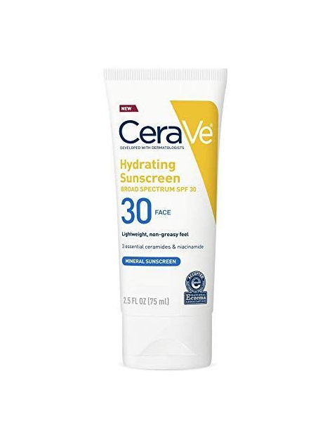 CeraVe Hydrating Mineral Sunscreen SPF 50 for Face - Broad Spectrum Protection