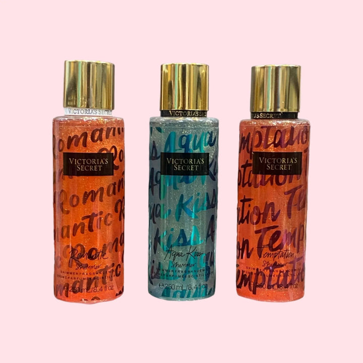 VICTORIA SECRET Romantic Shimmer, Aqua Kiss Shimmer, Temptation Shimmer - The Body Essential