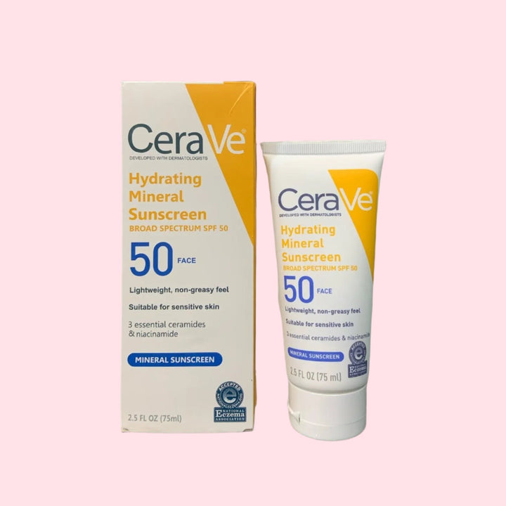 CeraVe Hydrating Mineral Sunscreen SPF 50 for Face - Broad Spectrum Protection - The Body Essential