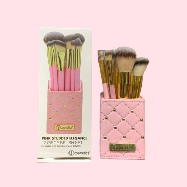 BH Cosmetics Pink Studded Elegance 12 Piece Brush Set - The Body Essential