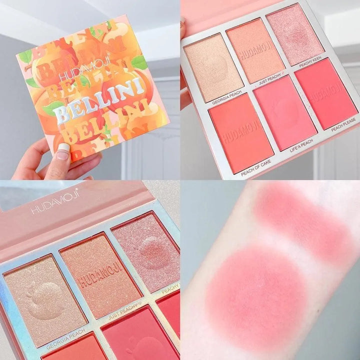 Huda Beauty Bellini 6-Shade Blush & Highlighter Palette - The Body Essential