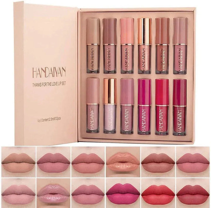 Handaiyan 12-Piece Lip Gloss & Matte Lipstick Set – Versatile Lip Color Collection - The Body Essential