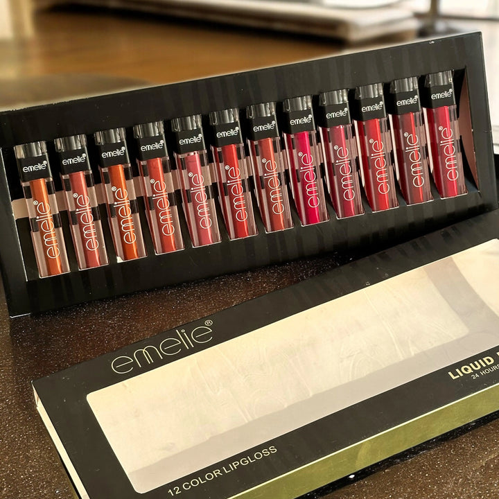 Emelie Liquid Matte 24 Hours Long Lasting Lip gloss Black Tray - The Body Essential