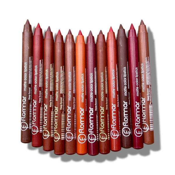 Flormar 12 Crayon Matte Color Lipsticks : Long-Lasting