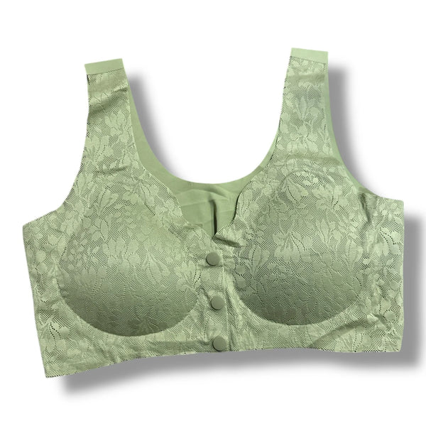 Front Closure Lace Comfort Bra | Wireless Push-Up Bra Free Size
