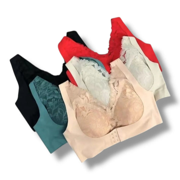 Wireless Lace Front-Closure Comfort Bra or Lace Front-Closure Bralette Free Size