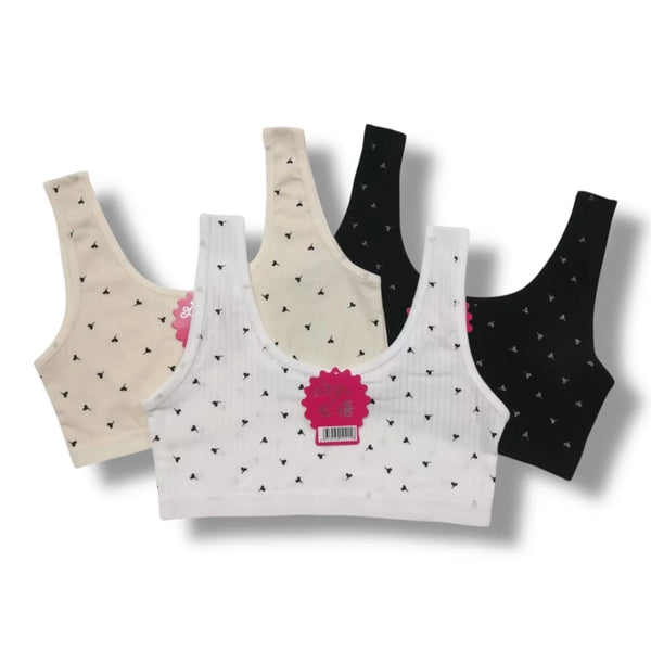 Xinyu Girls Printed Cotton Sports Training Bra – Breathable Crop Top Style Free Size