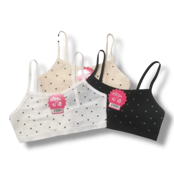Xinyu Girls Printed Training Bra – Soft Cotton Beginner Camisole Free Size
