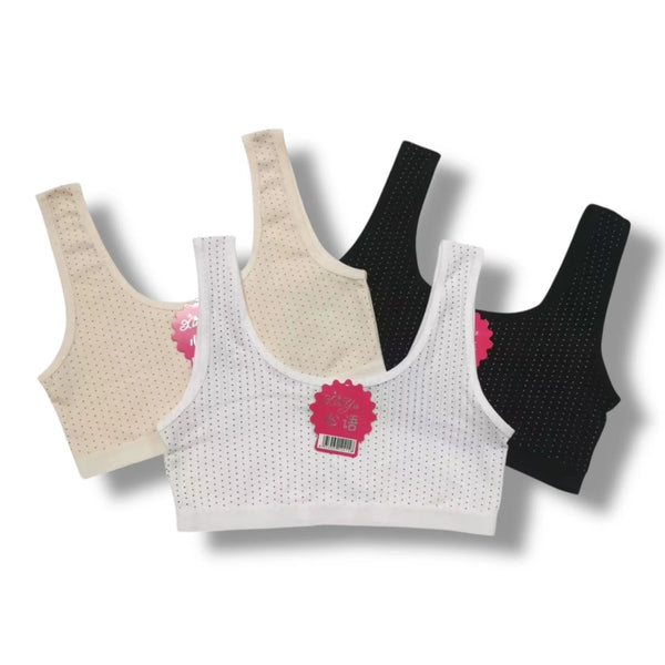 Xinyu Girls Cotton Sports Training Bra – Breathable Crop Top Style Free Size