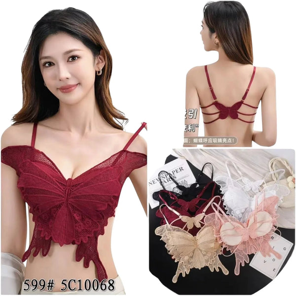Butterfly Longline Lace Bralette with Strappy Back Free Size #599