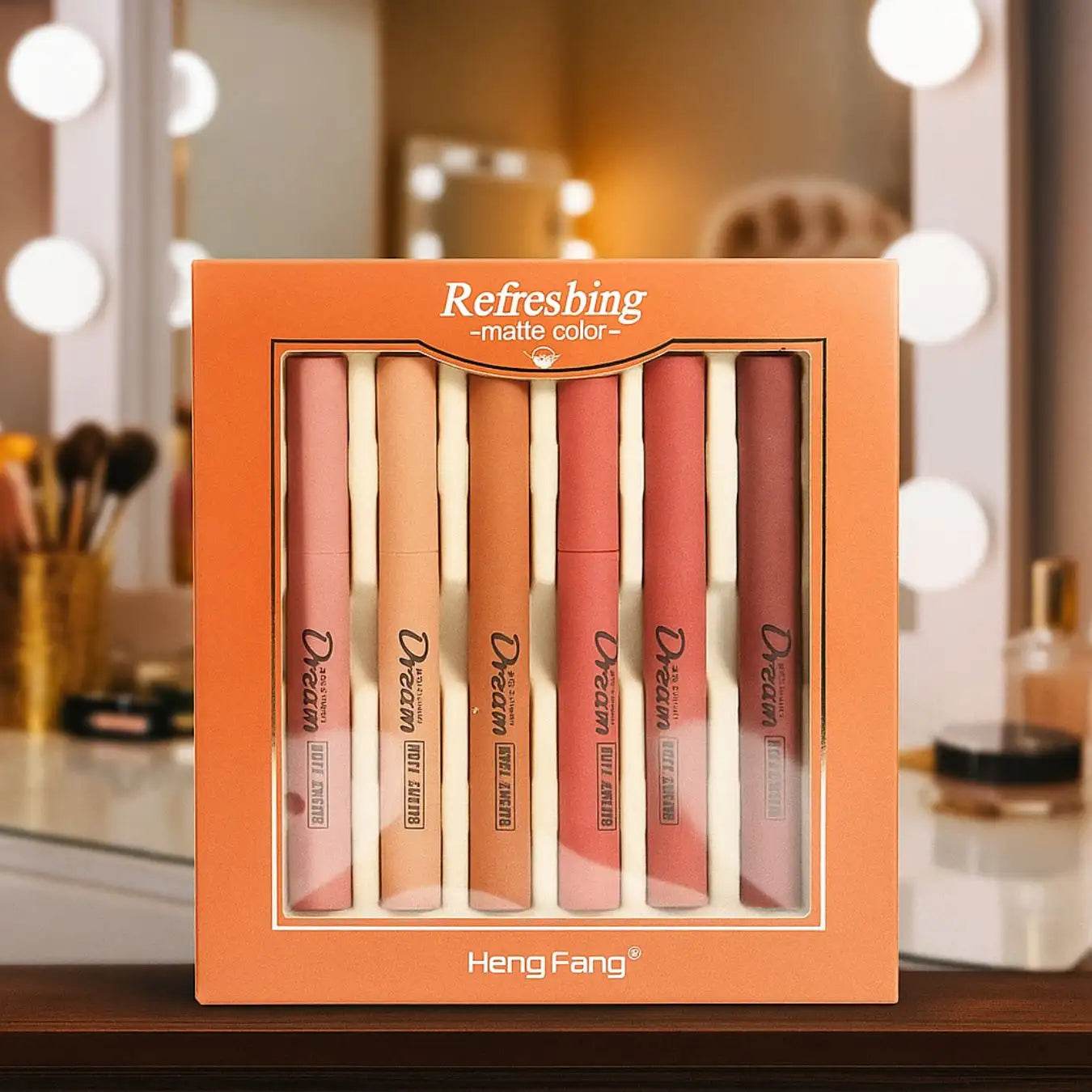 Heng Fang 6-PC Matte Lip Crayon Set: Nude & Bold, Long-Lasting Comfort - The Body Essential