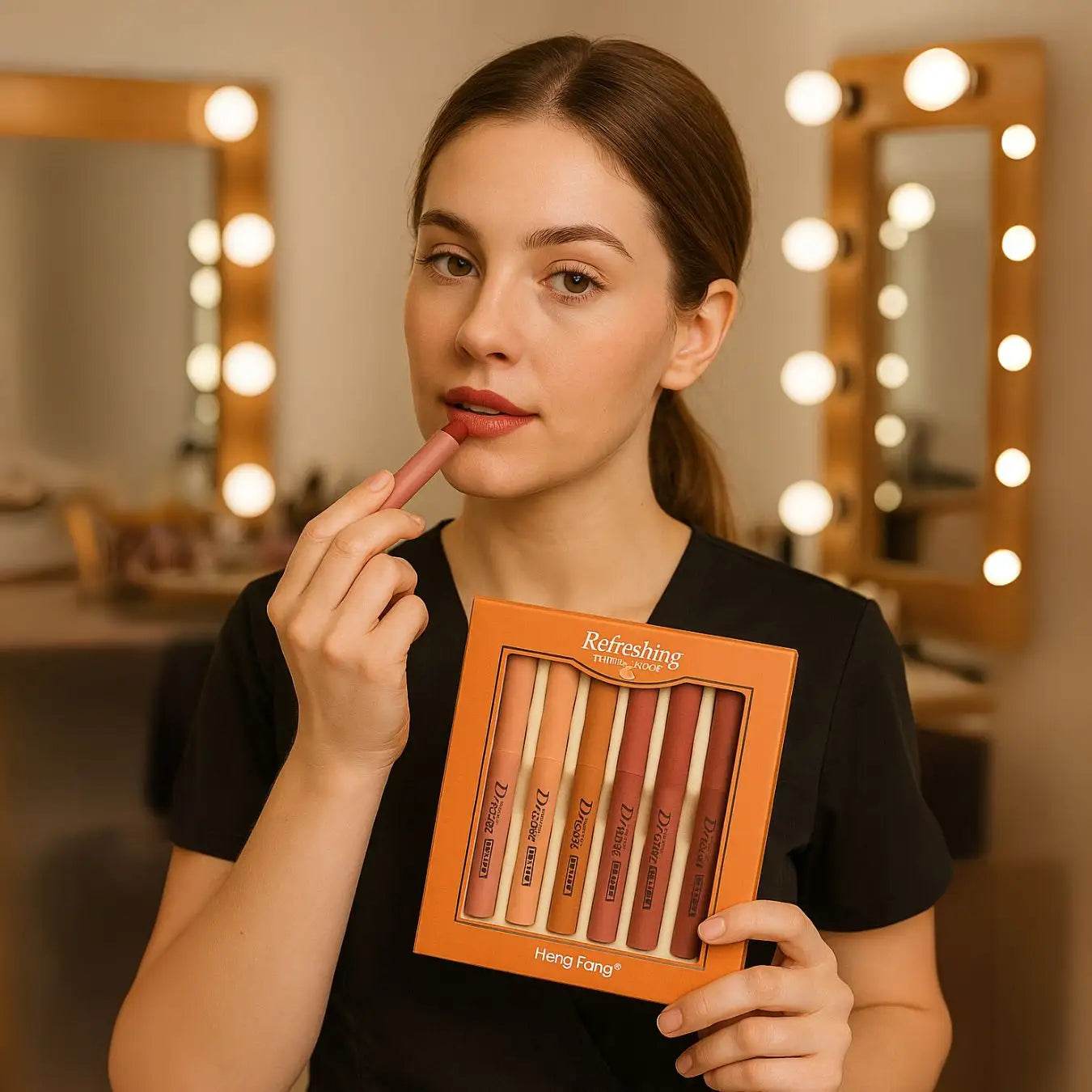 Heng Fang 6-PC Matte Lip Crayon Set: Nude & Bold, Long-Lasting Comfort - The Body Essential