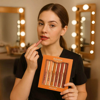 Heng Fang 6-PC Matte Lip Crayon Set: Nude & Bold, Long-Lasting Comfort - The Body Essential